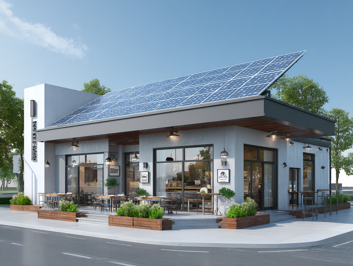 Solaranlage auf dem Dach einer Großbäckerei