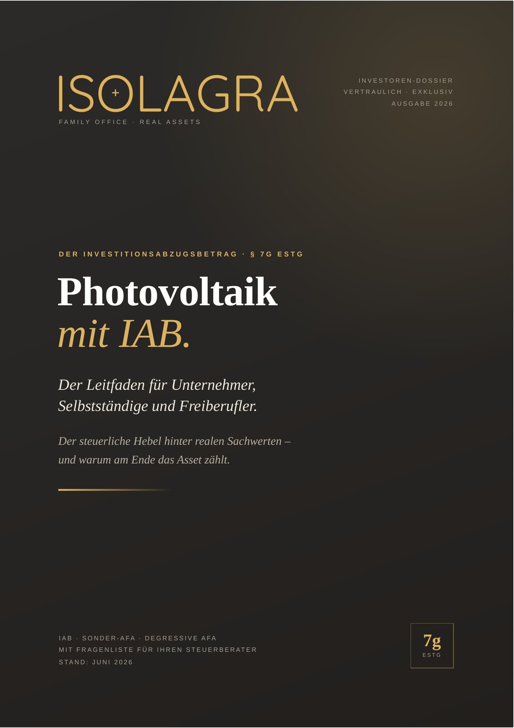 Titelseite des Leitfadens Photovoltaik mit IAB